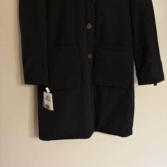 Jane Post Women L Black Leopard Button Front Long Reversible Hooded Coat NWT - Picture 2 of 14